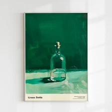 Green Bottle Painting Art Print Poster For Bar Modern Wall Art Interior Decor