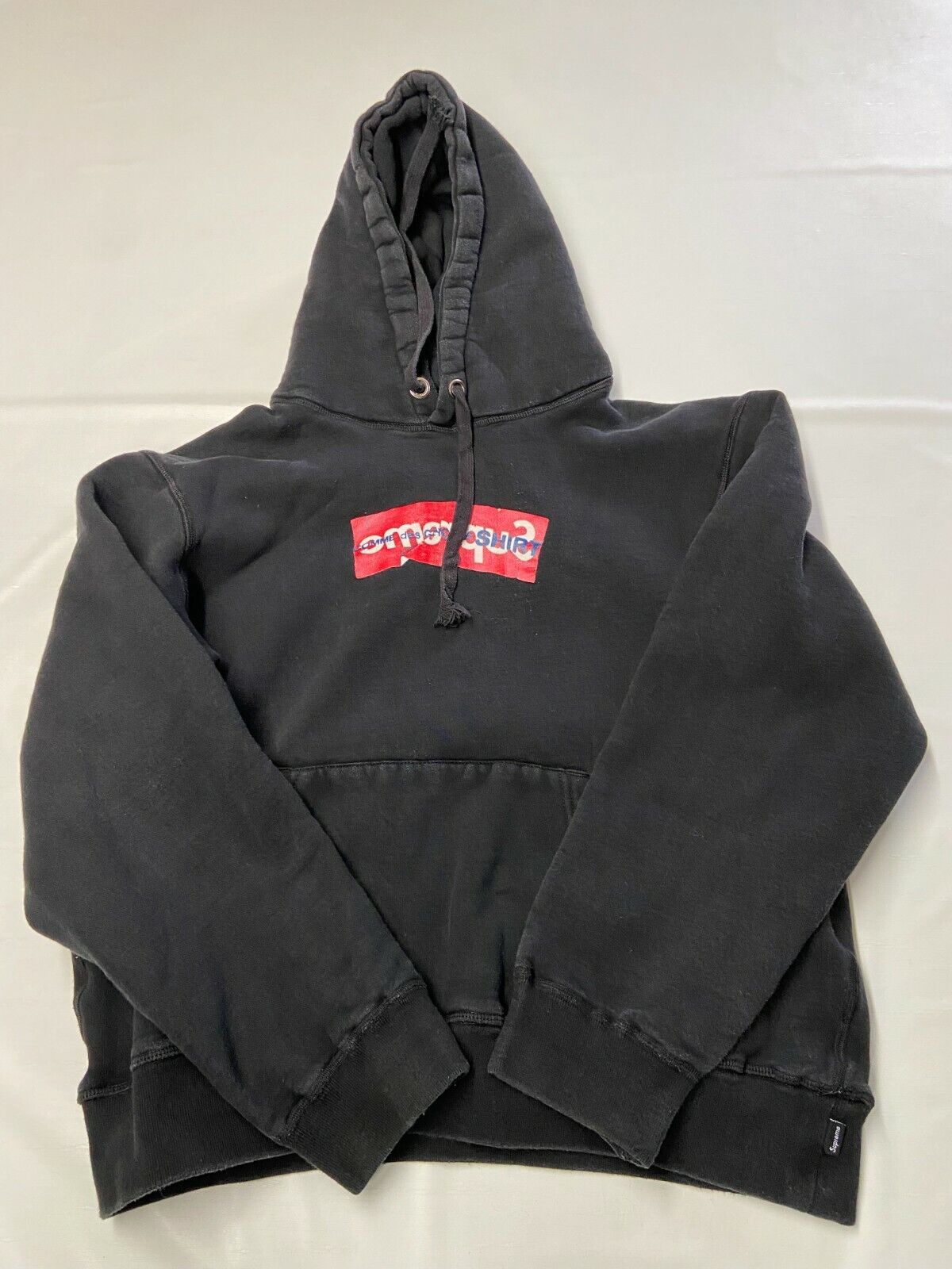 Womens COMME DES GARCONS Black Supreme Box Logo Hoodie Sz XL