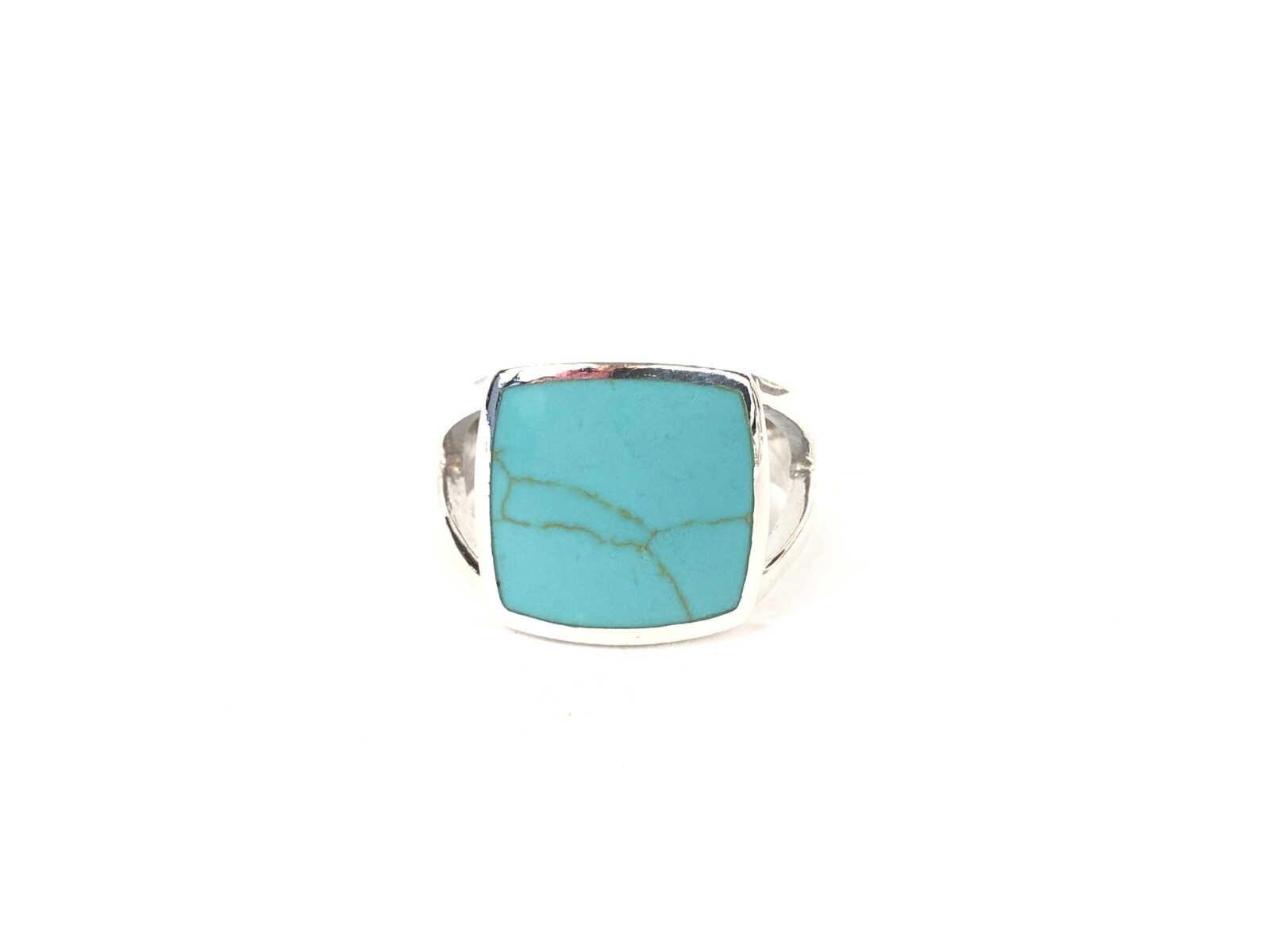 Turquoise Enamel Split Shank Statement Ring Sterl… - image 2