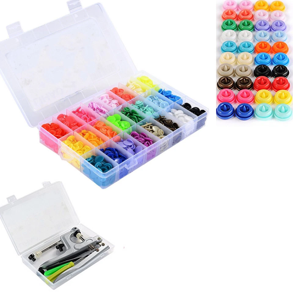 24 Colors 360 Sets Fastener Snaps Snap Starter Plastic Poppers Fasteners 1 Plier - Image 3 of 4