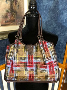 blue plaid purse