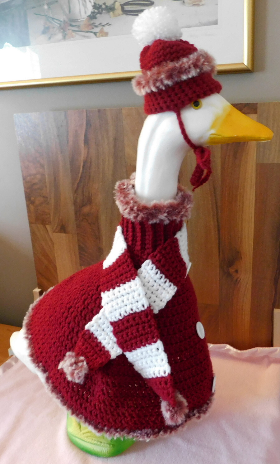 Goose Sweater Crochet, Outdoor Decor, Goose Outfit, Goose Clothes, Goose Hat, Bu