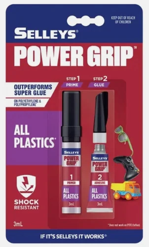Selleys Power Grip◉3ml ALL PLASTICKS SUPER GLUE◉Shock Resistant◉Primer+Adhesive◉