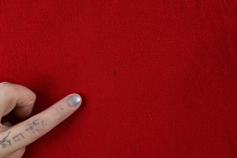 Vintage Lands End Mens Large Distressed Blank Soft Cashmere Knit Sweater Red - Image 4 of 4