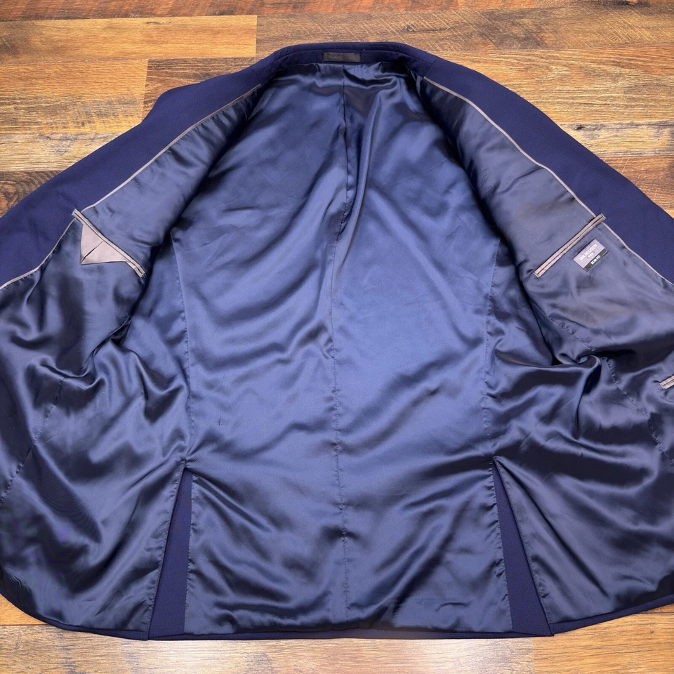 Van Heusen Flex Slim Fit Sport Coat 44R Blue Plaid Stretch - Image 3 of 4