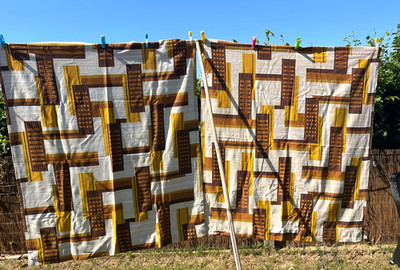 3 VINTAGE FABRIC CURTAINS 60s 70s MCM RETRO GEOMETRIC EAMES DESIGN