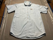 vtg Carhartt Shirt Mens L Blue Chambray S64 CBL Short Sleeve Button Workwear
