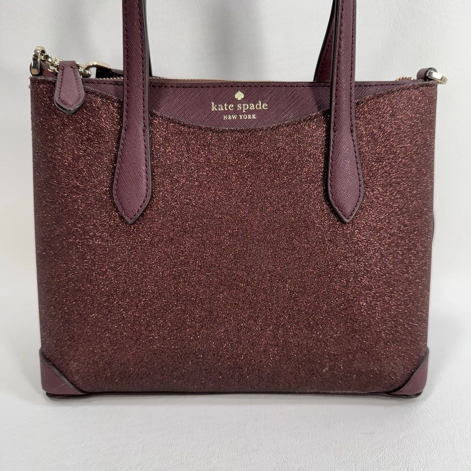 Kate Spade Burgundy Shimmy Deep Nova Glitter Lola Satchel Crossbody w/ Wallet - Image 4 of 4