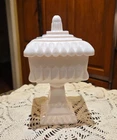Westmoreland Shell Pink Milk Glass Cake Box Pedestal Candy Dish with Lid