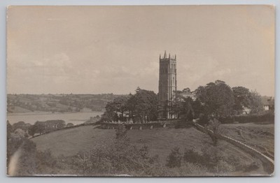 RPPC Unidentified Kirchturm Landschaft Mündung Ansicht Topographie