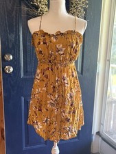 Free People Mustard Floral Mini Dress Size M