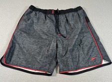 Speedo Swim Trunks Mens 2XL Gray Red Outdoor Pocket Beach Shorts Vacation Lined