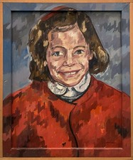 Tableau peinture ancienne, Portrait d’enfant Antonio Santos 1991