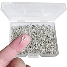 300PCS Mini Screw Eye Pin Pegs 10 x 5mm Hooks Self-Tapping Screws Silver
