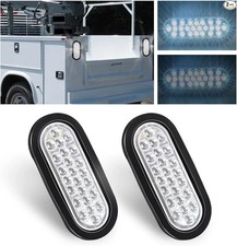 2PCS 6" Inch White 24 LED Oval Reverse Backup Turn Tail White Light/Clear Lens