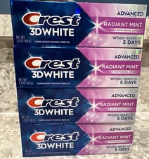 (4)Crest 3D White Advanced Radiant Mint Toothpaste - Enamel Safe Whitening