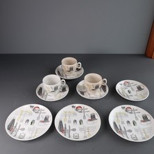Vintage 1960s Barker Bros "Fiesta" Pattern  Tea Cups, Saucers and Side Plates