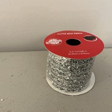 New Silver Mesh Ribbon Wire Edged 2.5 In W X 108 In L