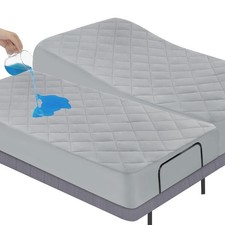 Split King Mattress Pad Waterproof Quilted, Fitted Mattress Protector Cover 3...