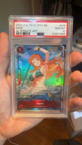 2022 One Piece OP01 EN Alternate Art #016 Nami Pre-Errata PSA 10 GEM MINT