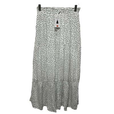 Zesica White Polka Dot Maxi Skirt NEW Sm