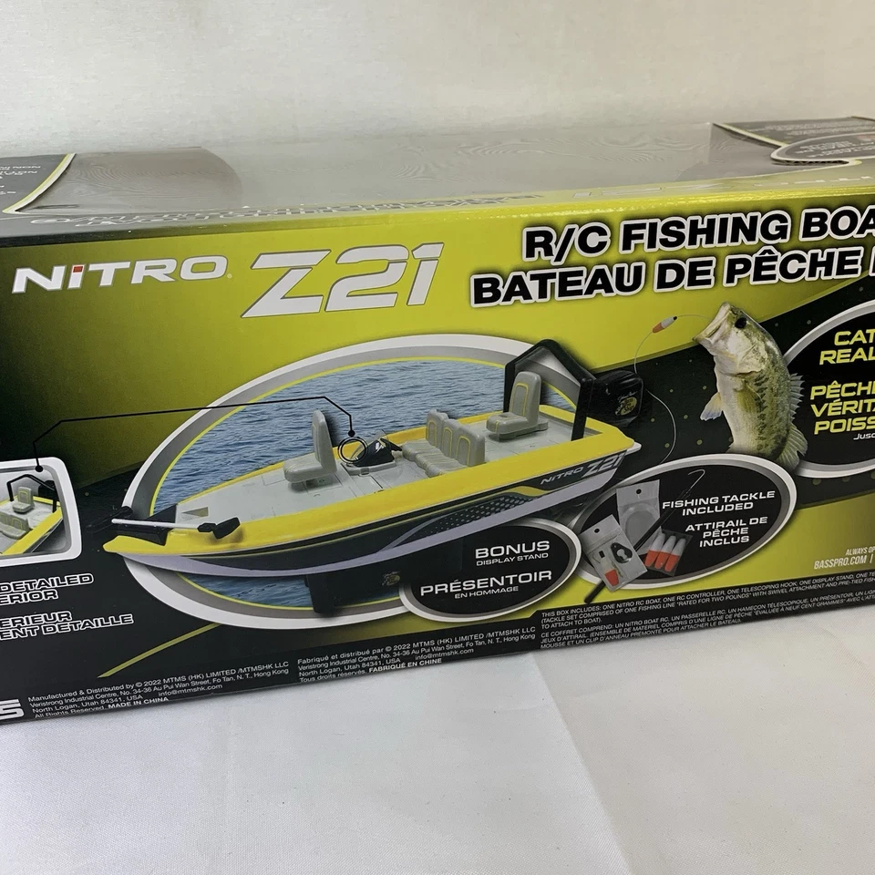 Bass Pro Shops Rare Nitro Z21 Radio Control Fishing Boat model New In Box Yellow - Image 2 of 4