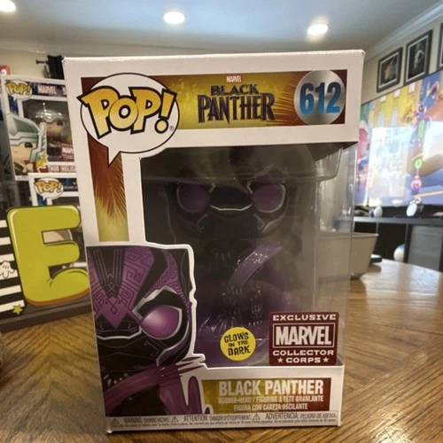 Funko Pop! Black Panther Marvel Collector Corps Exclusive Glow in the Dark #612