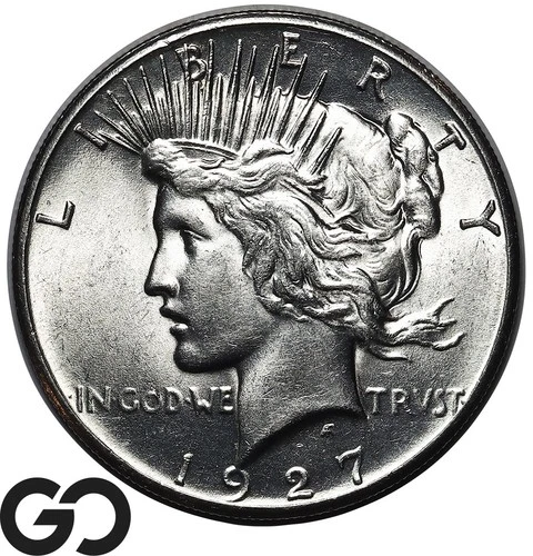1927 Peace Dollar, Blast White Lustrous Solid Gem BU++