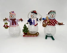 PRINCESS HOUSE Set Of 3 Snow people Snowman Ornaments Christmas