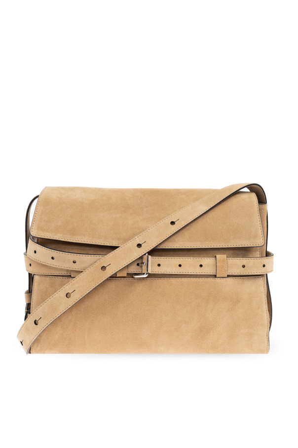 MOSCHINO Tie Me Beige Suede Shoulder Bag New & Authentic