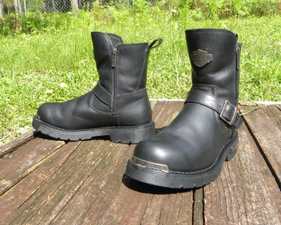 Harley Davidson Leather Moto Boots Black Biker Buckle Boots  display picture 2