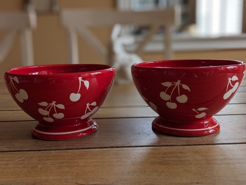 SONOMA CHERRIES JUBILEE Set Of 2 Red SOUP/CEREAL Bowls Great Condition! - Picture 2 of 6