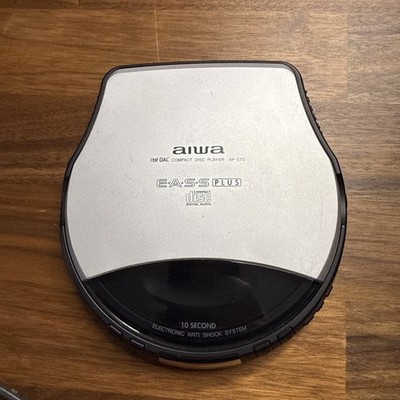 Aiwa XP-570 EASS Black Silver Portable Compact Disc Player With AC Adapter Works