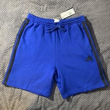 Adidas Mens Essential Three Stripes Fleece Shorts Blue Sz Large 1
