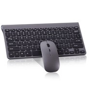 Wireless Keyboard and Mouse Combo, Compact Quiet GHKM03, Grey