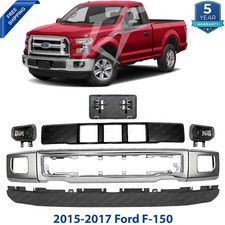 Front Bumper Chrome Steel And Fog Lights Assembly Kit For 2015-2017 Ford F-150