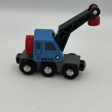 Brio World Blue Wooden Railway Crane Train Very Good Condition Smoke-Free Home