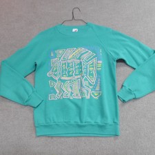 Vintage San Diego Sweatshirt Small Green Blue Teal Raglan Walking Fish