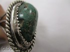 VINTAGE NAVAJO INDIAN ROPE CABLE BEZEL GREEN TURQUOISE PORTRAIT RING STERLING — photo 6