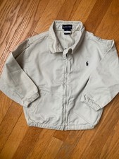 VTG Polo Ralph Lauren Boys Size 4/4T Zip Up Light Weight Khaki Jacket EUC