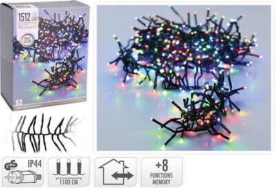 LED Cluster Lichterkette 1512 LEDs multicolor 11m 8 Funktionen innen/außen bunt