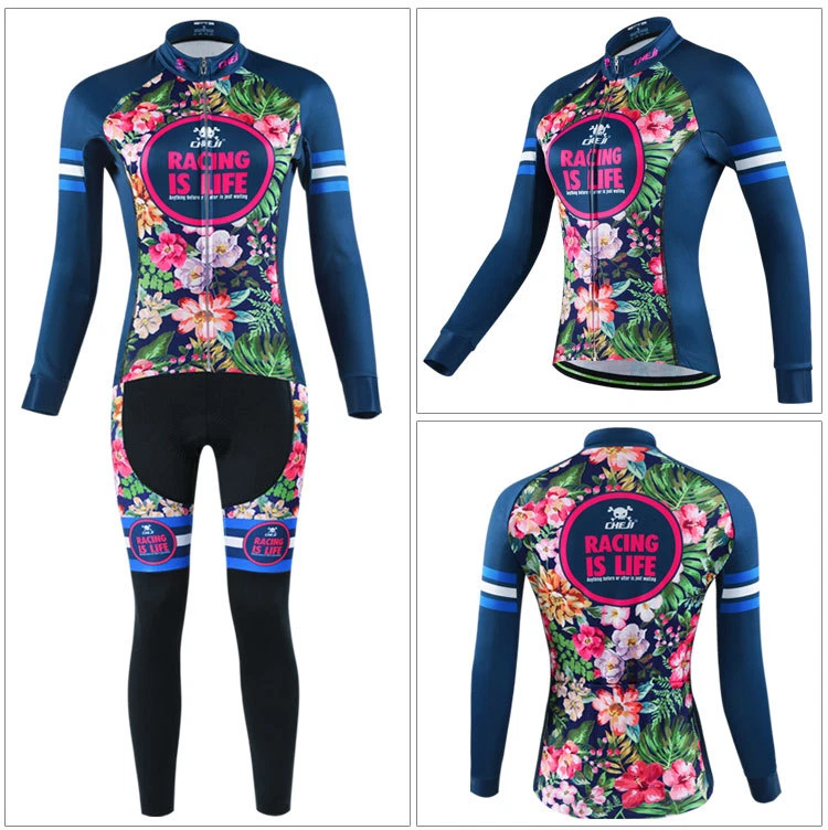 CHEJI женщин ретро тепловой зимний Велоспорт Джерси брюки комплект флис Велоспорт комплект - Изображение 3 из 4