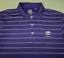 Kansas State Wildcats Cutter & Buck Dry Tec Medium S/S Polo Shirt Purple Striped