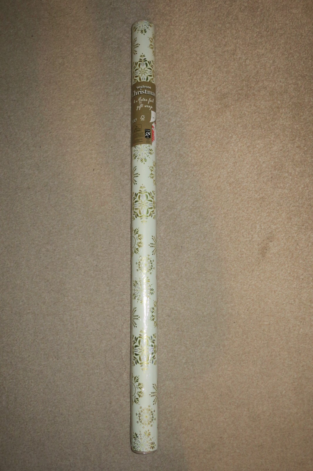 Waitrose Christmas Xmas metallic gift wrap wrapping paper roll job