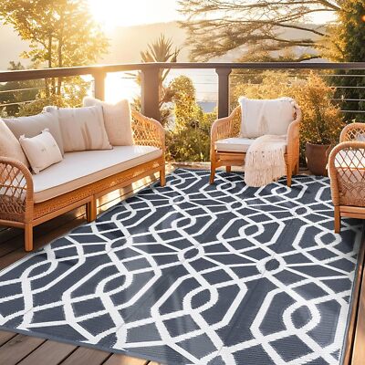 Outdoor Rug, 6x9ft Waterproof Reversible Mat Indoor Outdoor Rugs