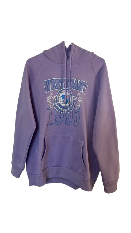 Rue21 Hoodie 紫色女式棉质抓绒男女通用运动衫 0008907 0057 — 第 3/4 张图片