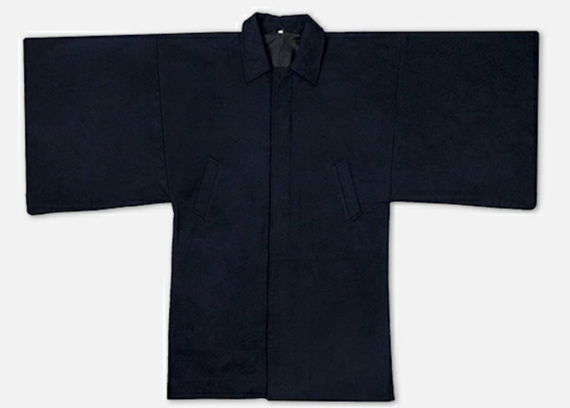 Japanese Men's Traditional Kimono Coat Kaku Sode Jacket Navy from