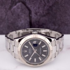 Rolex Mens Datejust II 41mm Black Stick Dial Stainless Steel Oyster Ref 116334 8