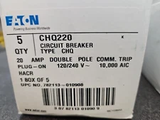 EATON CHQ220 Type CHQ 2-Pole 20A Circuit Breaker NEW 