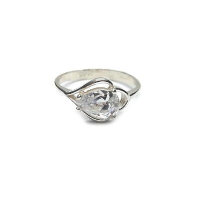 Sterling Silber Ring mit 6 x 9 mm Zirkonia massiv gepunzt 925 Handarbeit